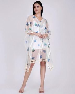 butterfly kaftan dress with belt