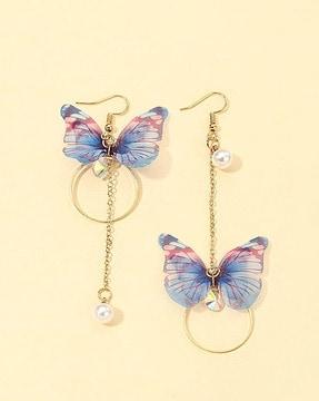 butterfly pattern dangler earrings