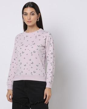 butterfly print cotton sweatshirt