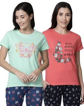 butterfly print crew neck t-shirts