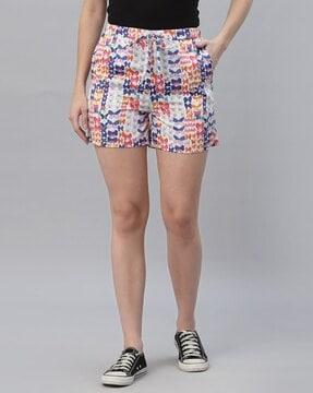 butterfly print polyester shorts