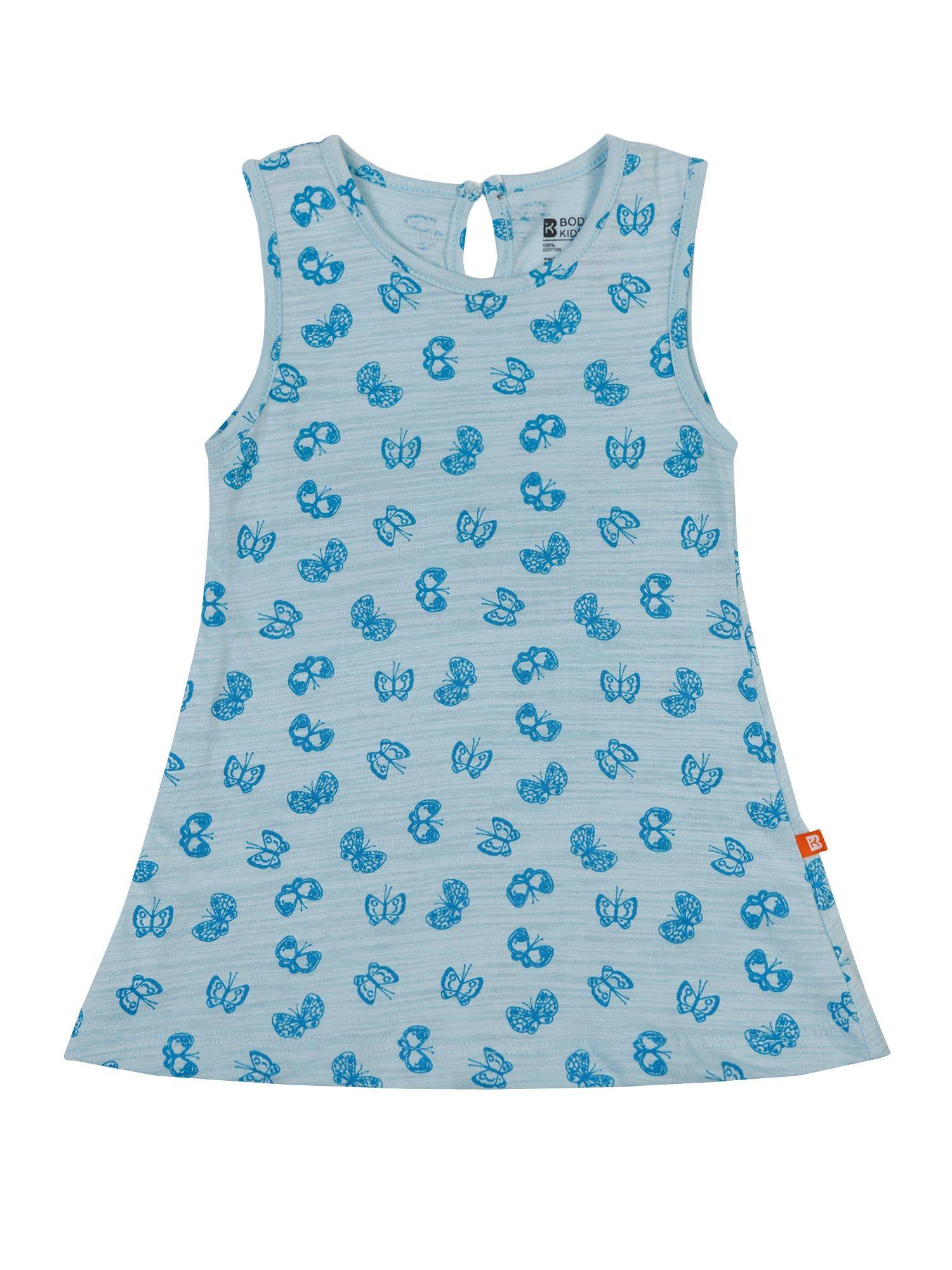 butterfly printed dress-blue