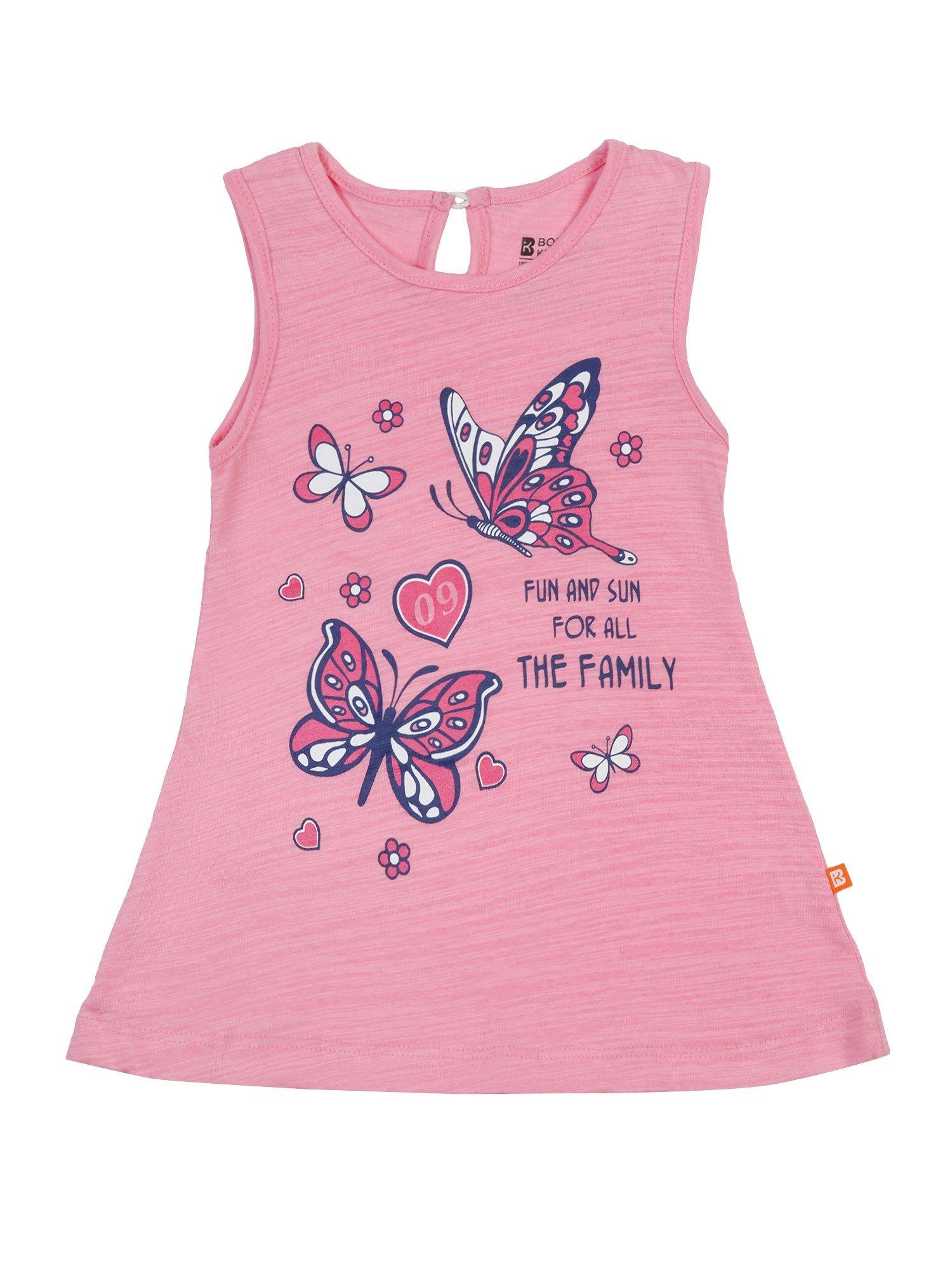 butterfly printed dress-pink