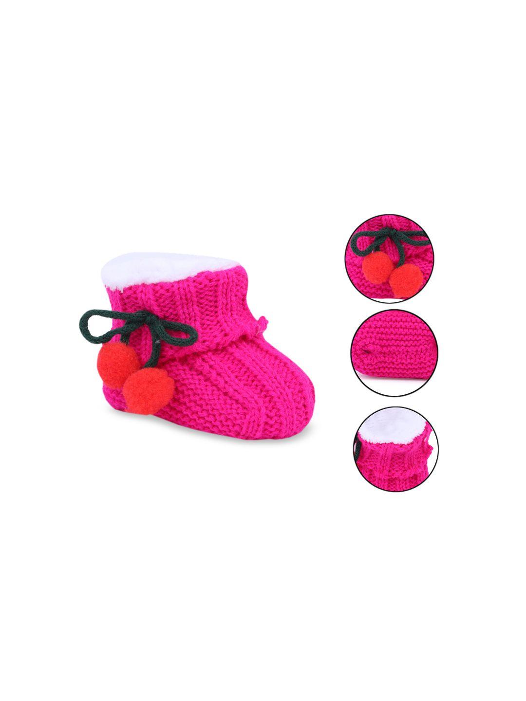 butterthief kids pink solid woolen booties
