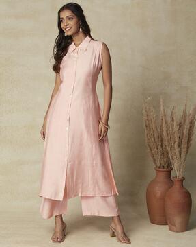 button a-line kurta with palazzos