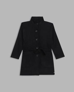 button-closure peacoat with insert pockets