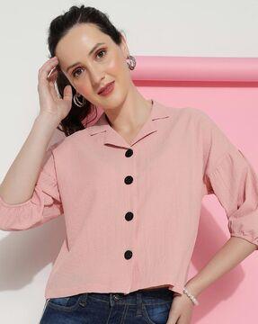 button-closure top with notched lapel