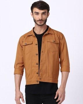 button-down bikers jacket with insert pockets