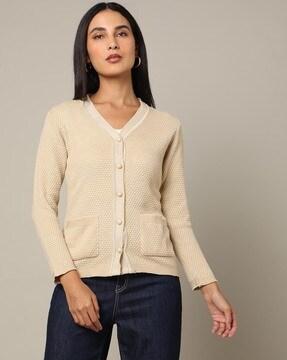 button-down cardigan with patch pockets