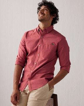 button-down collar shirt with patch pocket