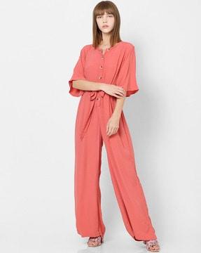 button-down jumpsuit with slip pocket