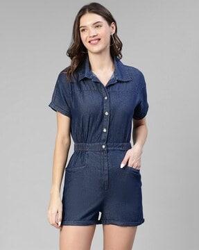 button-down playsuit with insert pockets