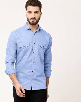 button-down shirt with flap pockets