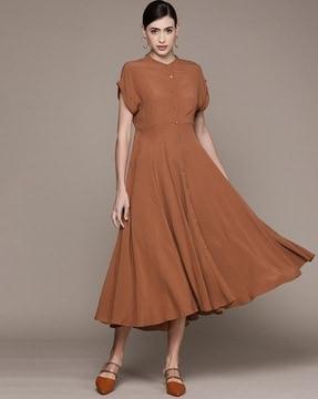 button down a-line dress with mandarin collar