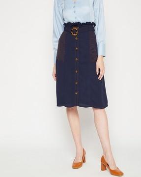 button-down a-line skirt with belt