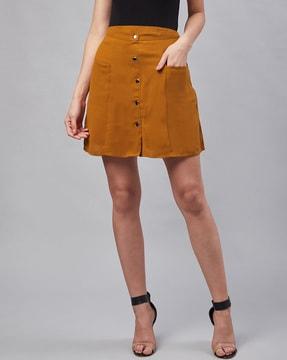 button-down a-line skirt with insert pockets
