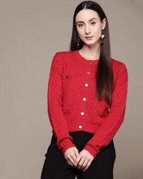 button-down cardigan with patch pockets