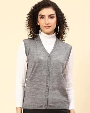 button-down cardigan with ribbed hem