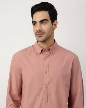 button-down collar cotton shirt