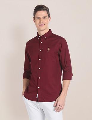 button down collar cotton shirt