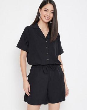 button down collar neck playsuit