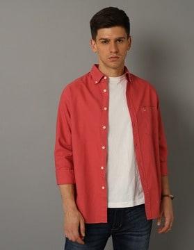 button-down collar shirt with patch pocket