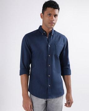 button-down collar shirt with patch pocket