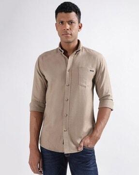 button-down collar shirt with patch pocket