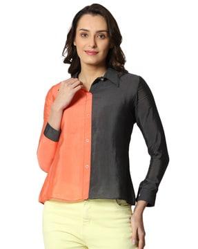 button-down colour-block shirt