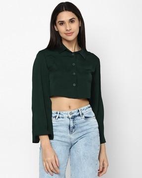 button-down crop shirt