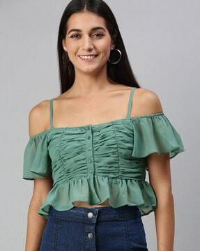 button-down crop top