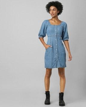 button-down denim empire dress