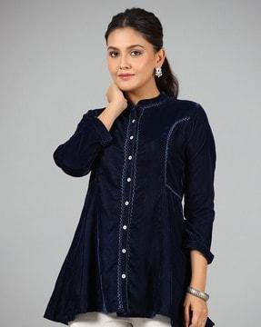button-down flared tunic