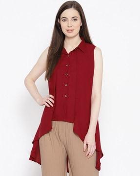 button-down high-low tunic