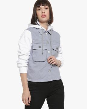 button-down jacket with hood