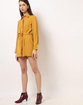 button-down playsuit with waist tie-up