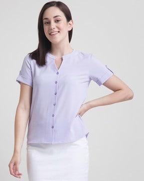 button-down roll-up sleeves top
