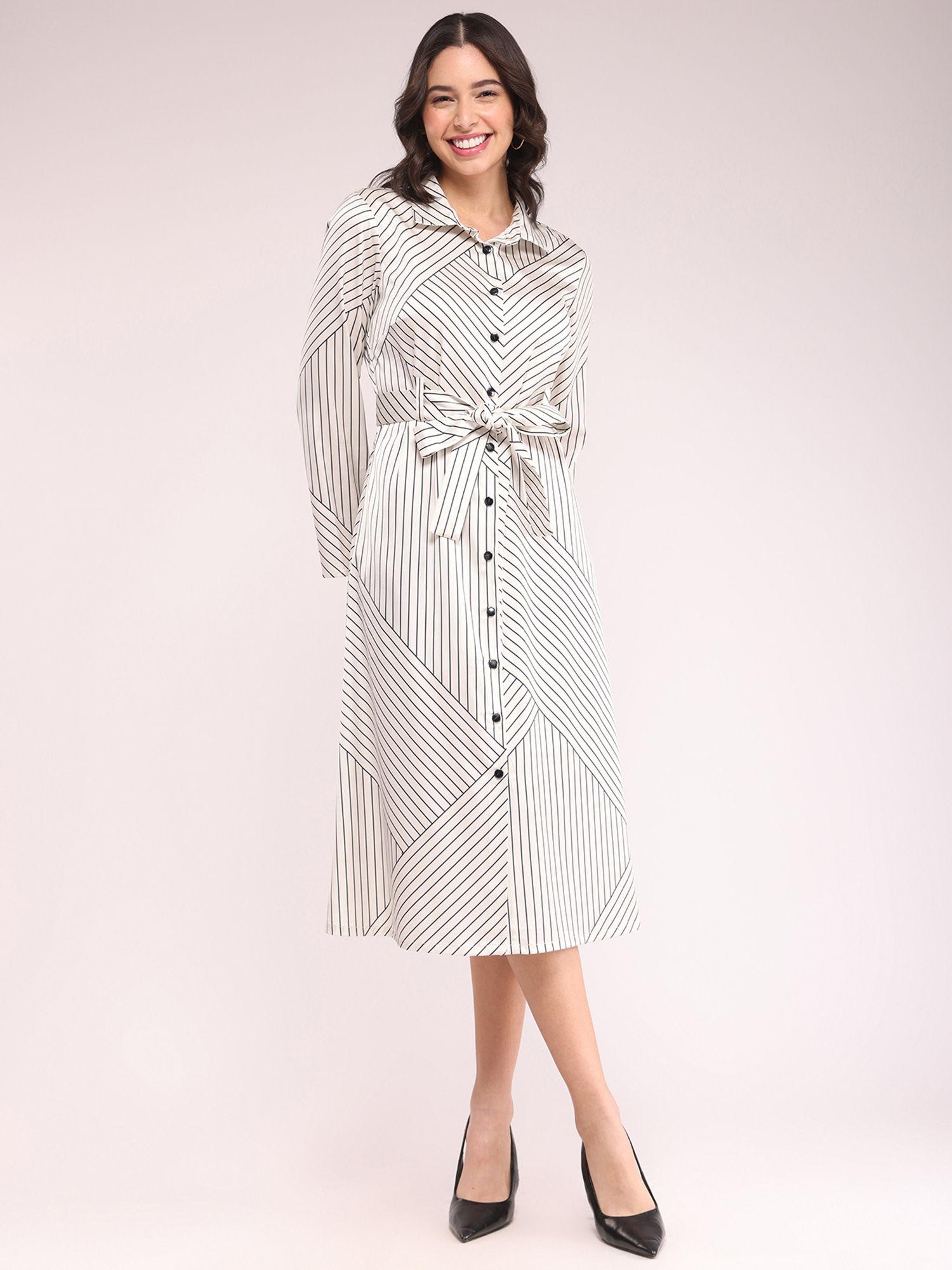 button down shirt dress - white (set of 2)