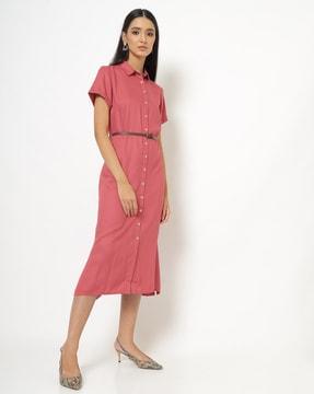 button-down shirt dress with belt