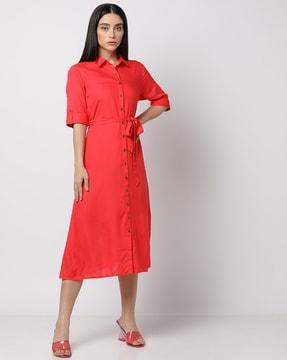 button-down shirt dress with belt