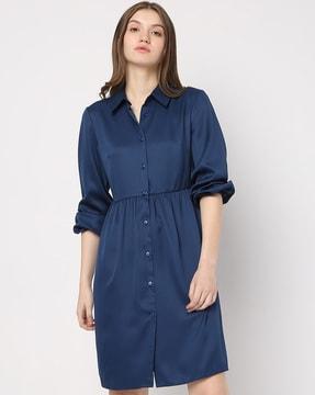 button-down shirt dress with spread collar