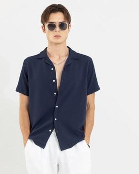 button-down shirt with cuban collar