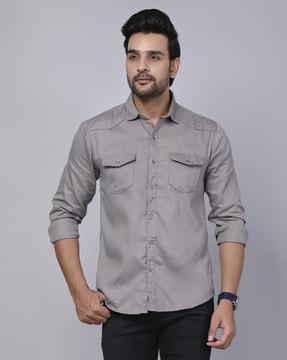 button-down shirt with flap pockets