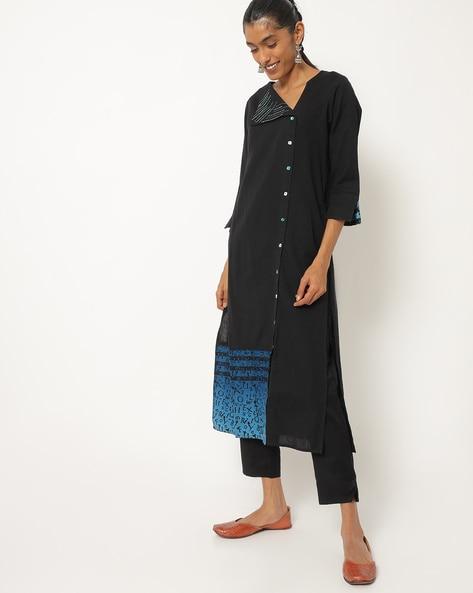 button-down straight kurta with pants