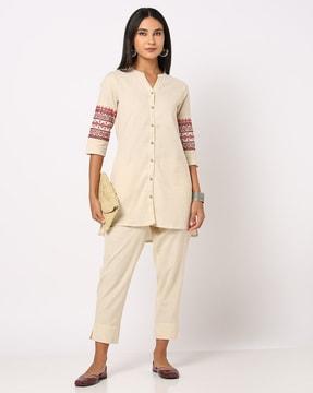 button-down straight kurta