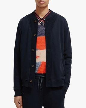 button-down textured sweatshirt