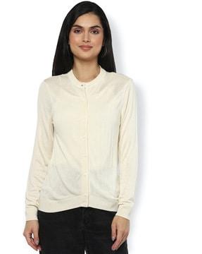 button-down top with ribbed hems