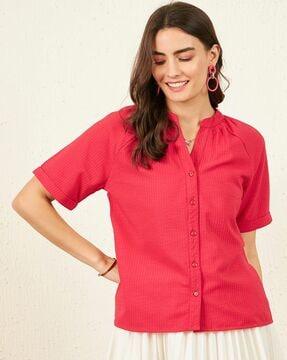 button-down top with short sleeves