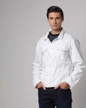 button-down trucker jacket with flap pockets