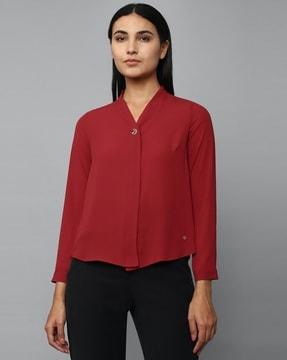 button-down v-neck top